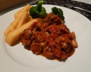 pork and chorizo with polenta chips_0