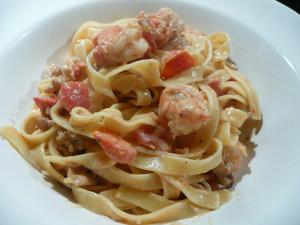 tagliatelle with prawns, brandy and cream